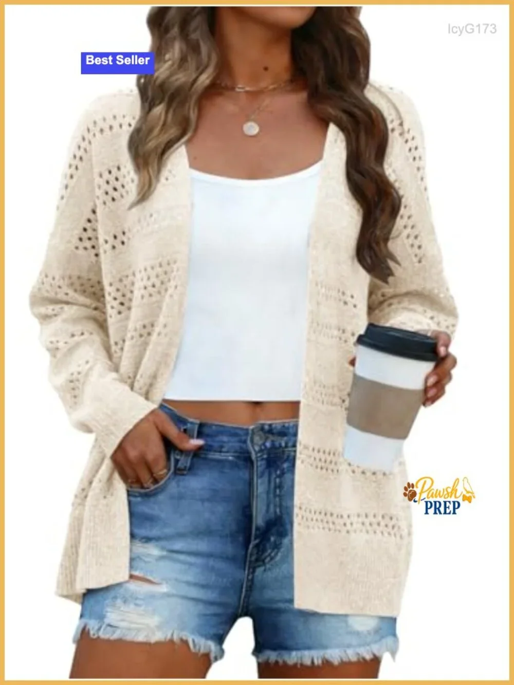 Crochet Cardigan Sweater Lightweight Open Front Long Sleeve Kimono Cardigan